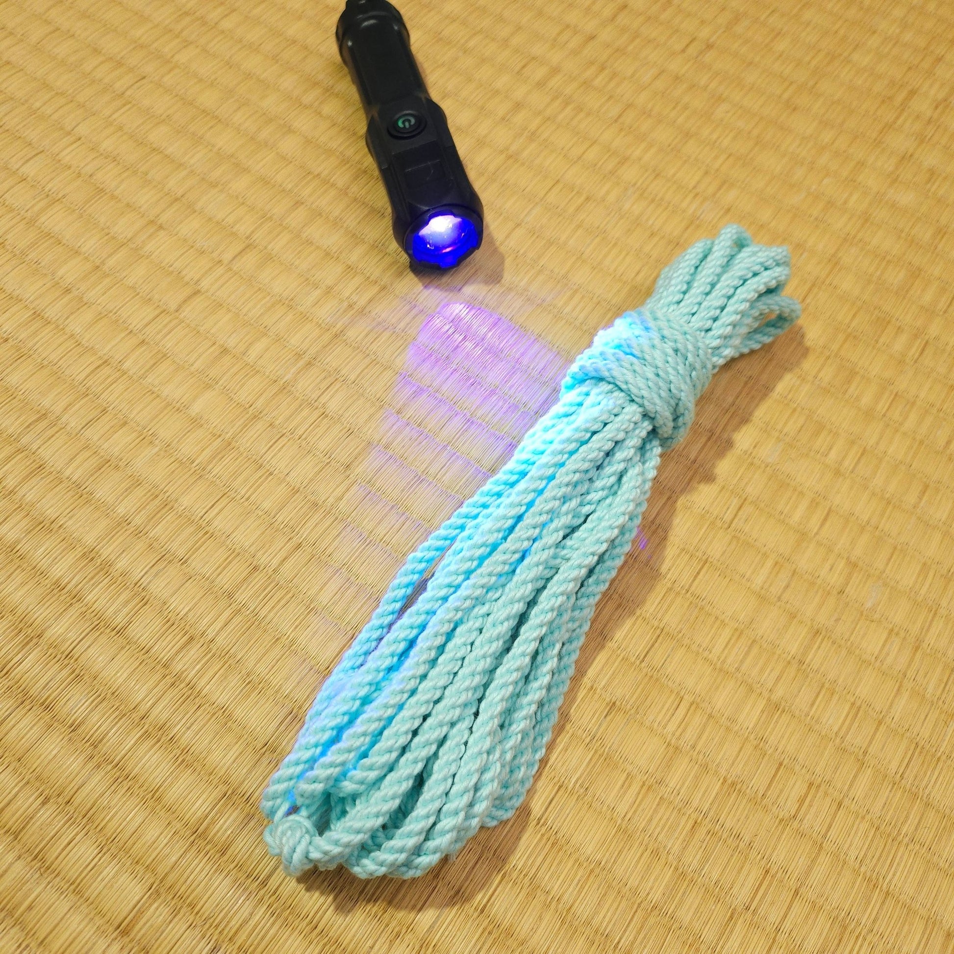 Baby blue Shibari UV Glow Rope - RebornRopes