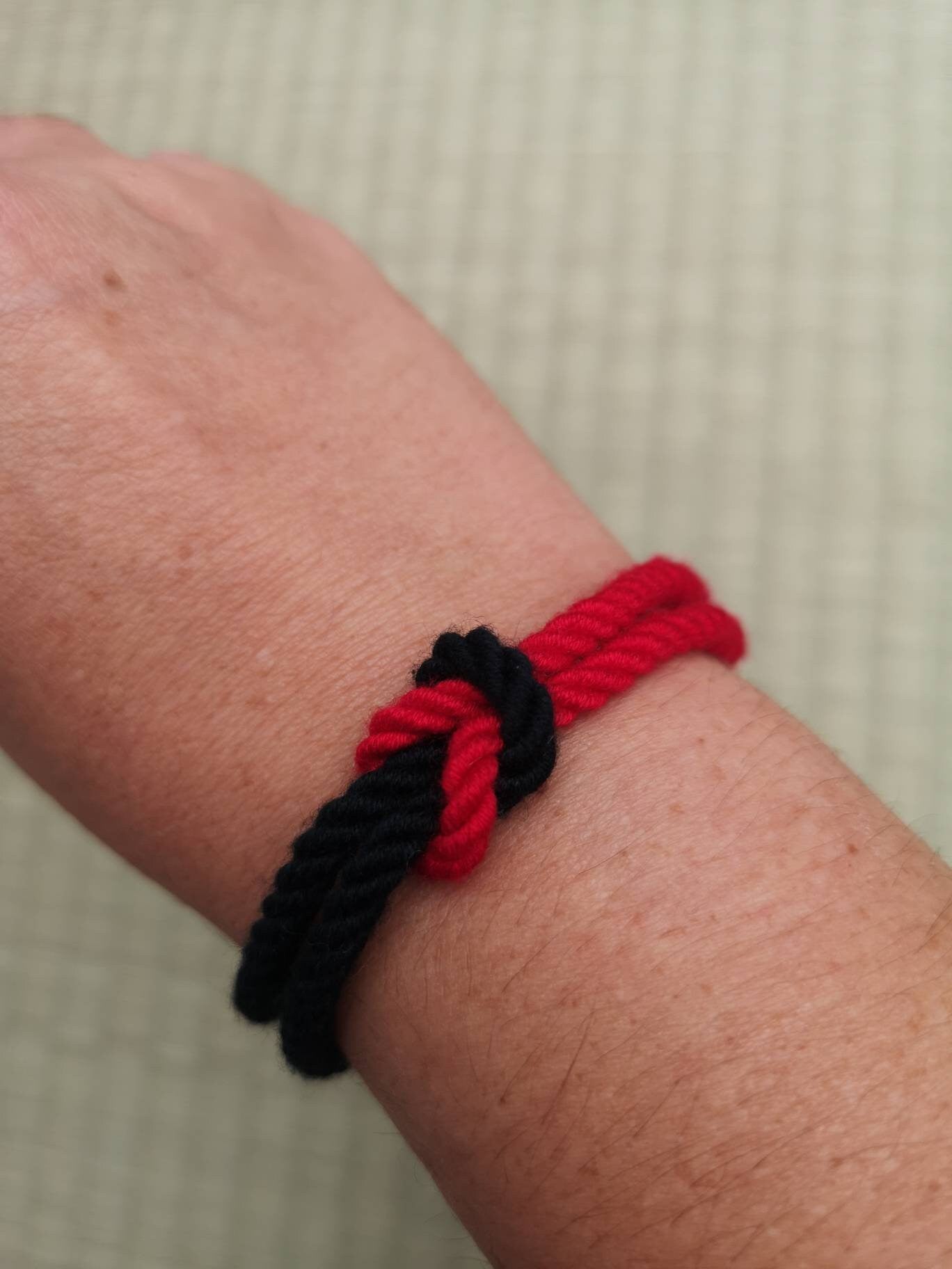 Black and Red shibari knot bamboo bracelet - RebornRopes