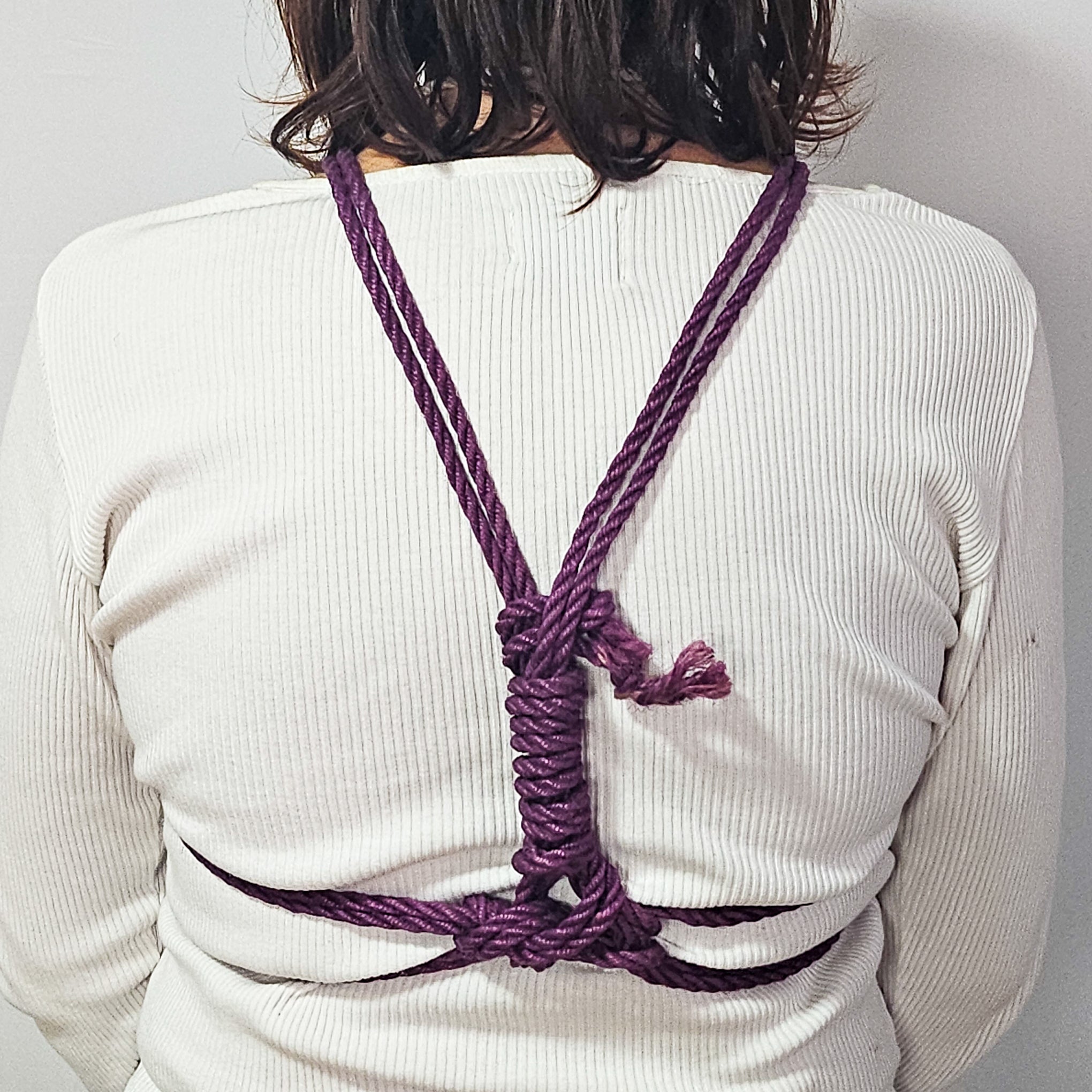 Shibari tutorial how to  tie double coin chest harness: Purple Shibari Jute :  Reborn Rope 