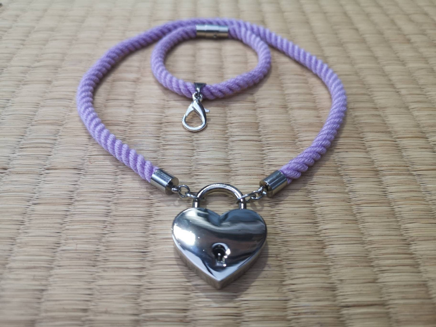 Lilac bamboo locking rope collar and bracelet set - RebornRopes