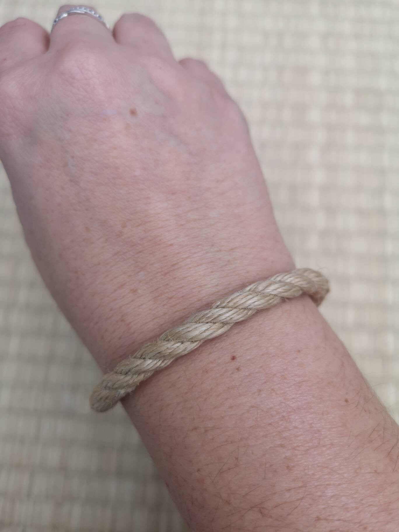 Natural bracelet made with jute shibari rope - RebornRopes