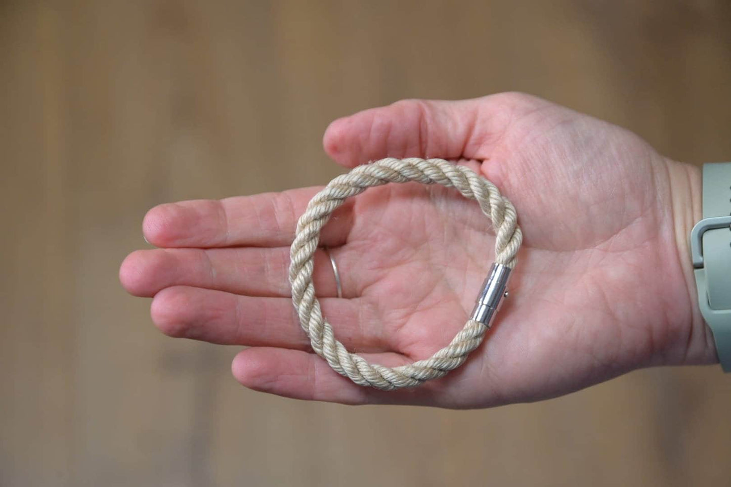 Natural bracelet made with jute shibari rope - RebornRopes