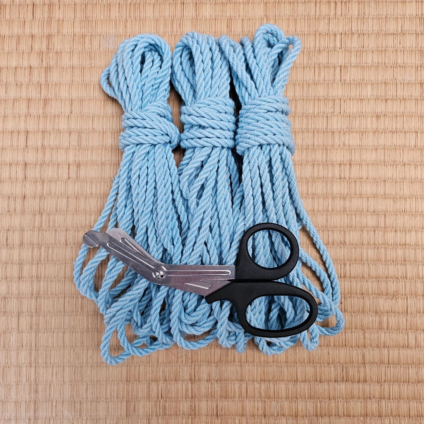 Periwinkle / Baby Blue hemp bondage rope. - RebornRopes