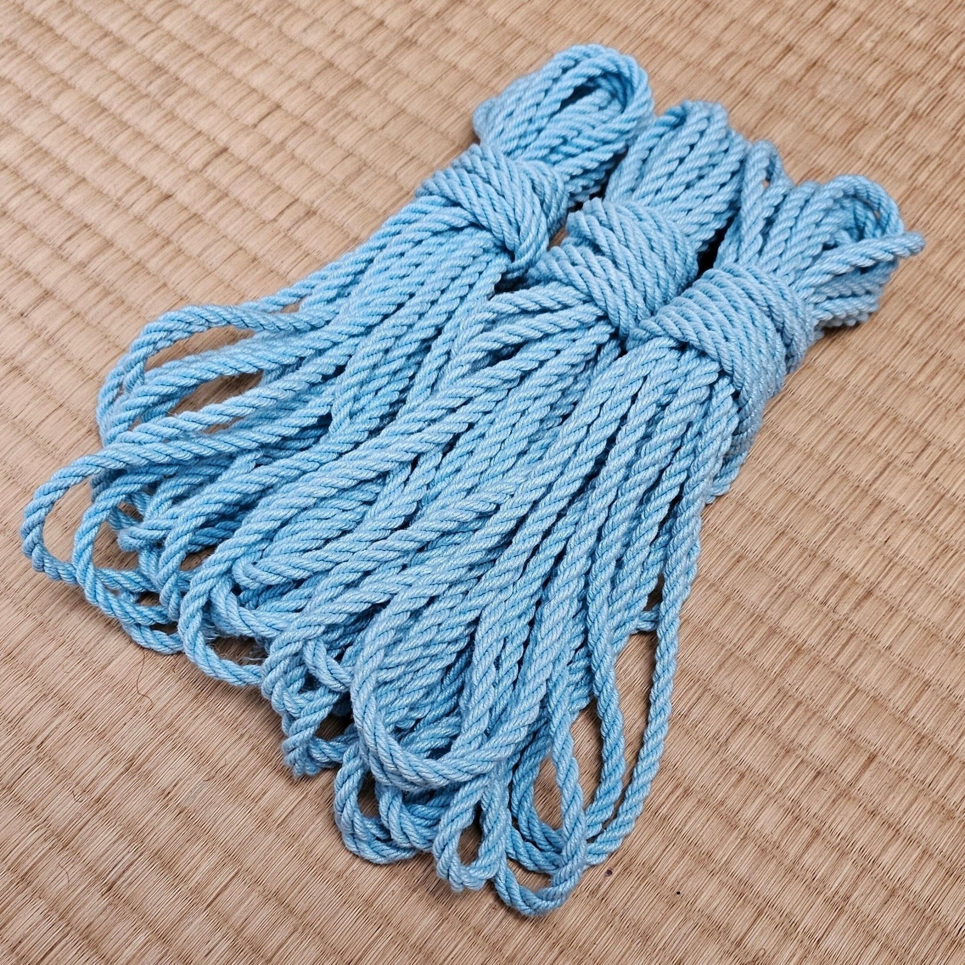 Periwinkle / Baby Blue hemp bondage rope. - RebornRopes