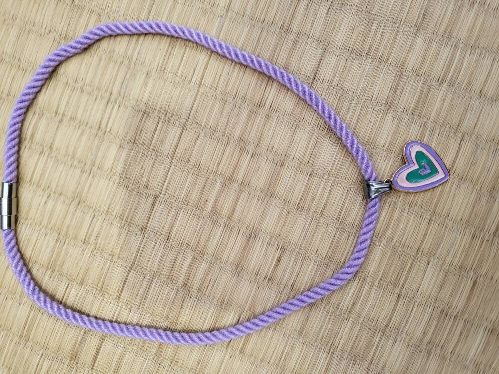 Pretty heart necklace collar made with bamboo rope - RebornRopes